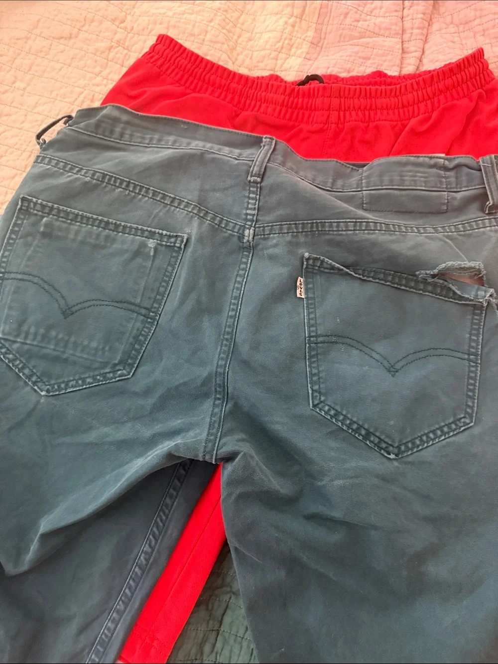 Levi's Teal Distressed Flat Front Men's Shorts and Nike SB Sport Shorts